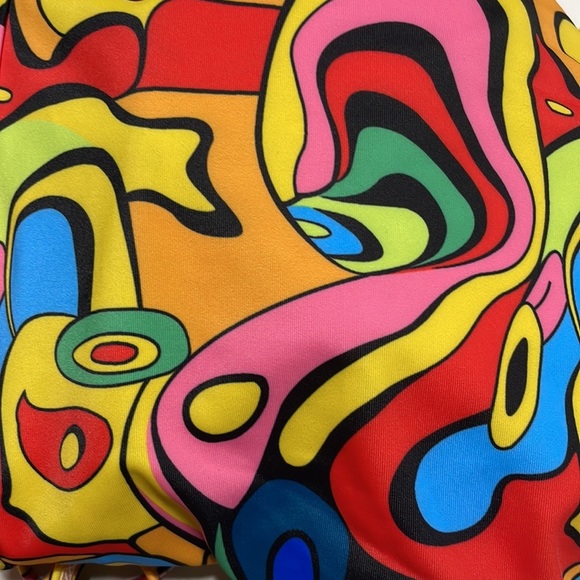 NWT (XXXL/3X) geometric colorful string bikini high leg with matching gauze wrap - Picture 8 of 12